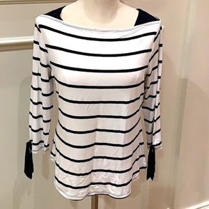 Fresh Produce Jubilee Navy Blue Stripe Top M